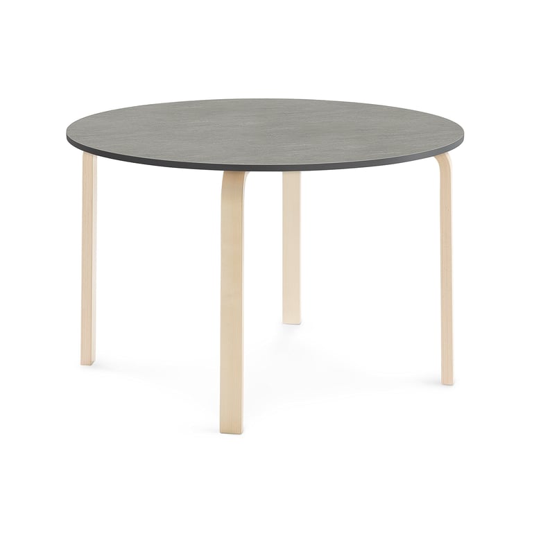 Levně Stůl ELTON, Ø 1200x710 mm, bříza, akustické linoleum, tmavě šedá