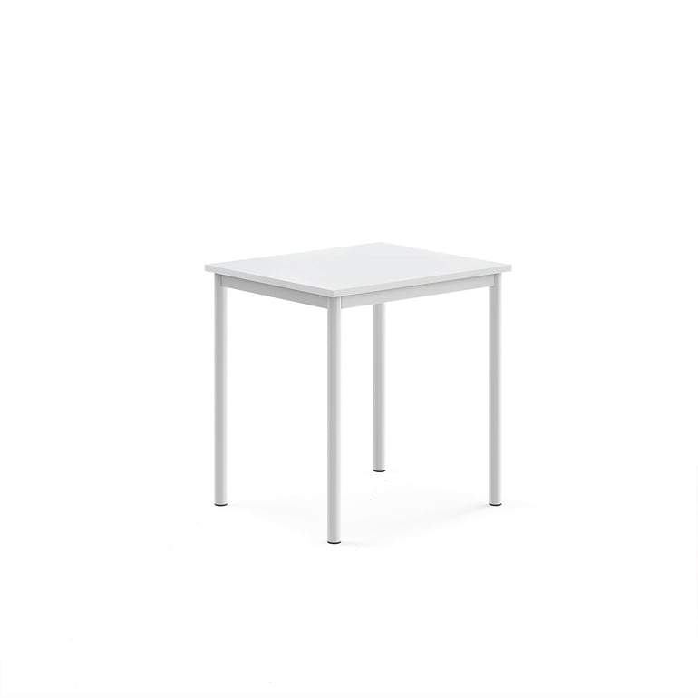 Levně Stůl SONITUS, 700x600x720 mm, bílé nohy, HPL deska tlumící hluk, bílá