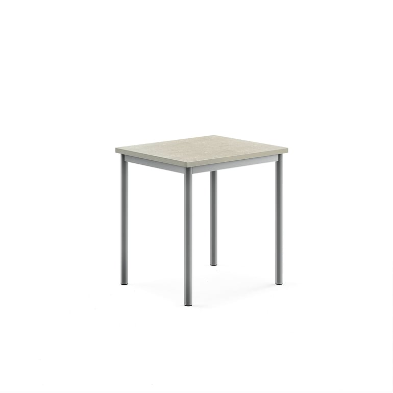 Levně Stůl SONITUS, 700x600x720 mm, stříbrné nohy, deska s linoleem, šedá