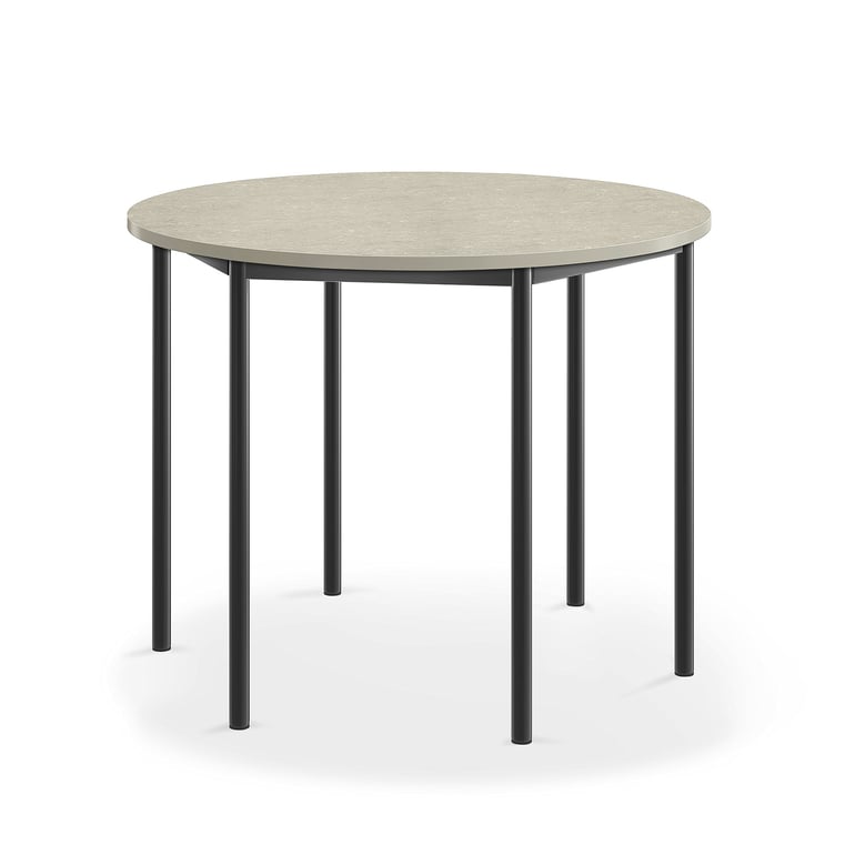 Levně Stůl SONITUS, Ø1200x900 mm, antracitově šedé nohy, deska s linoleem, šedá