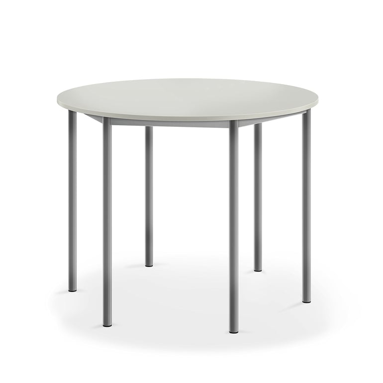 Levně Stůl BORÅS, Ø1200x900 mm, stříbrné nohy, HPL deska, šedá