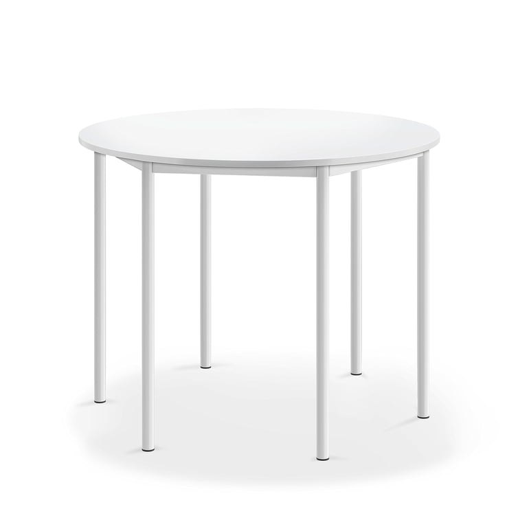 Levně Stůl BORÅS, Ø1200x900 mm, bílé nohy, HPL deska, bílá