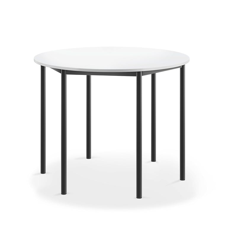 Levně Stůl BORÅS, Ø1200x900 mm, antracitově šedé nohy, HPL deska, bílá