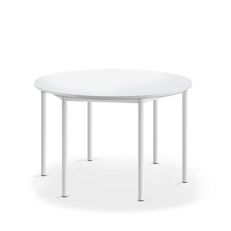 Levně Stůl BORÅS, Ø1200x720 mm, bílé nohy, HPL deska, bílá
