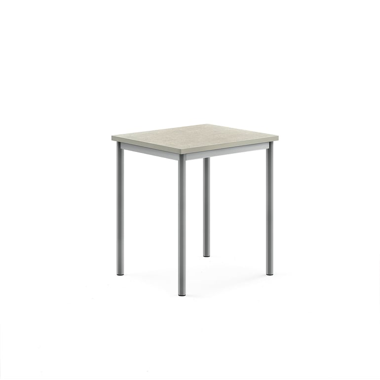 Levně Stůl SONITUS, 700x600x760 mm, stříbrné nohy, deska s linoleem, šedá