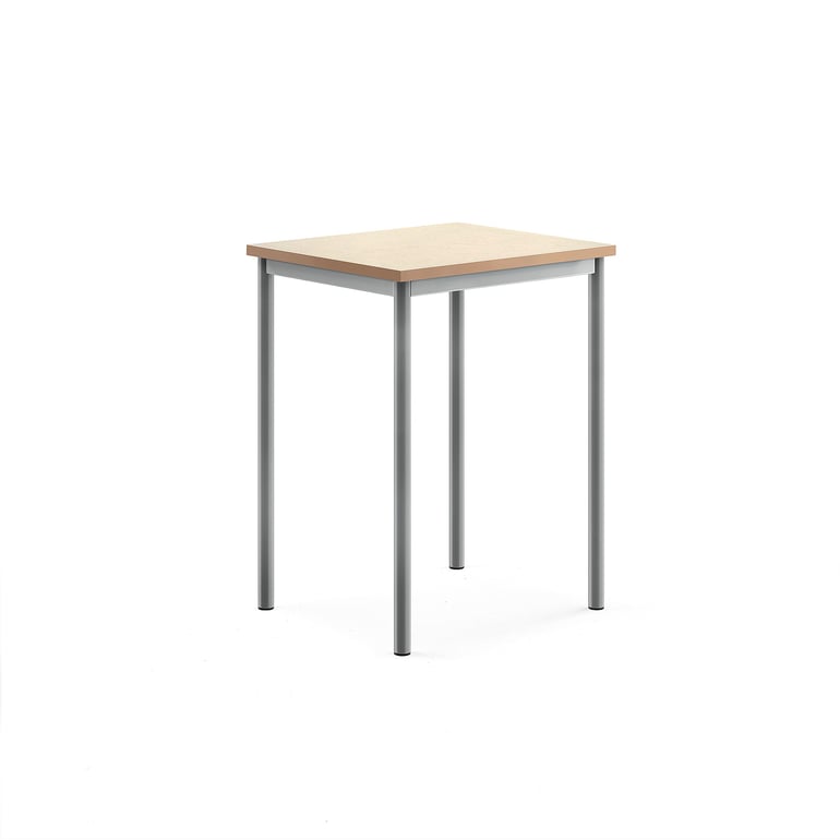 Levně Stůl SONITUS, 700x600x900 mm, stříbrné nohy, deska s linoleem, béžová