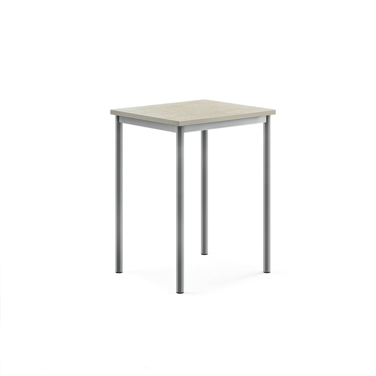 Levně Stůl SONITUS, 700x600x900 mm, stříbrné nohy, deska s linoleem, šedá