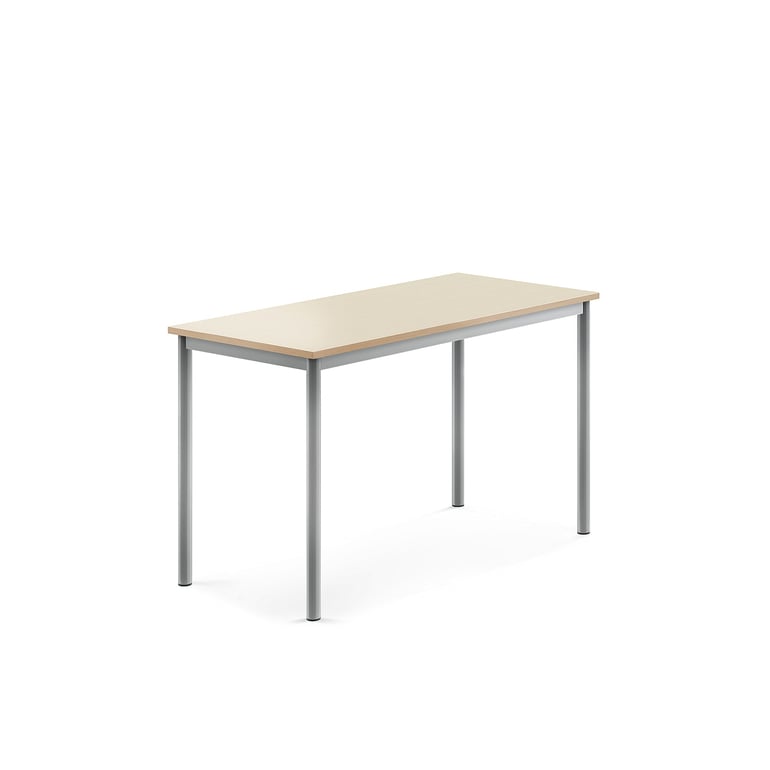 Levně Stůl SONITUS, 1200x600x720 mm, stříbrné nohy, HPL deska tlumící hluk, bříza