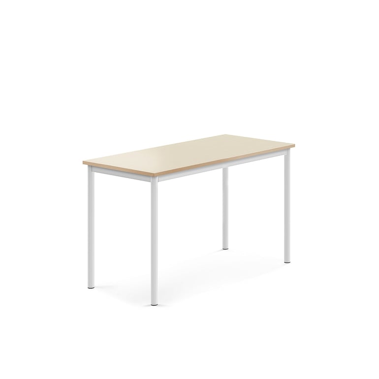 Levně Stůl SONITUS, 1200x600x720 mm, bílé nohy, HPL deska tlumící hluk, bříza