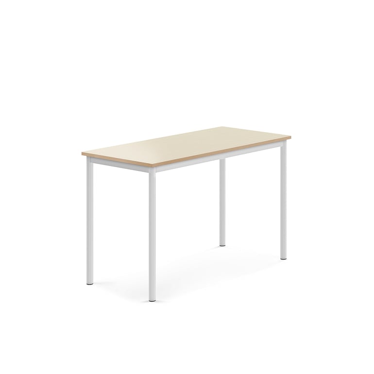 Levně Stůl SONITUS, 1200x600x760 mm, bílé nohy, HPL deska tlumící hluk, bříza