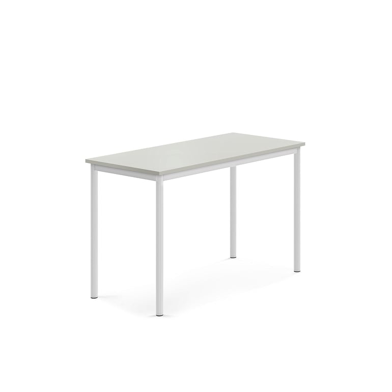 Levně Stůl SONITUS, 1200x600x760 mm, bílé nohy, HPL deska tlumící hluk, šedá