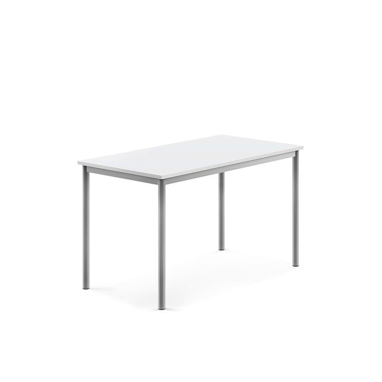 Levně Stůl SONITUS, 1200x700x720 mm, stříbrné nohy, HPL deska tlumící hluk, bílá