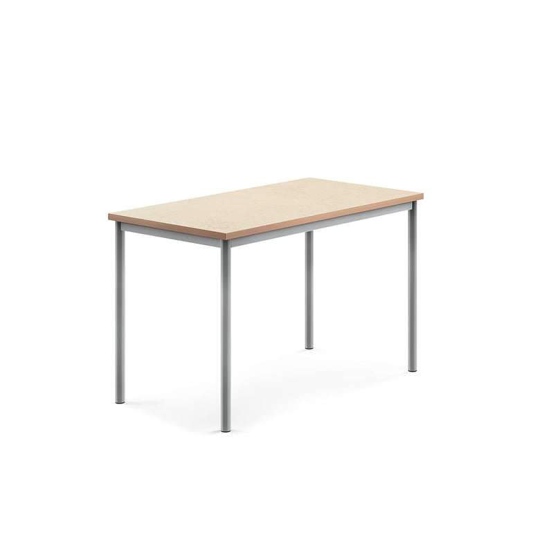 Levně Stůl SONITUS, 1200x700x760 mm, stříbrné nohy, deska s linoleem, béžová