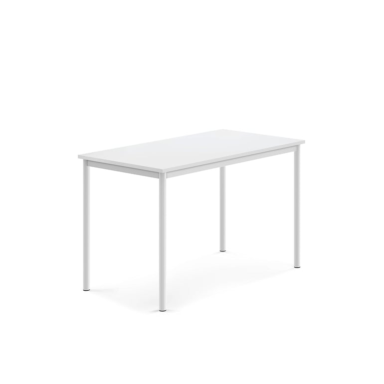 Levně Stůl SONITUS, 1200x700x760 mm, bílé nohy, HPL deska tlumící hluk, bílá