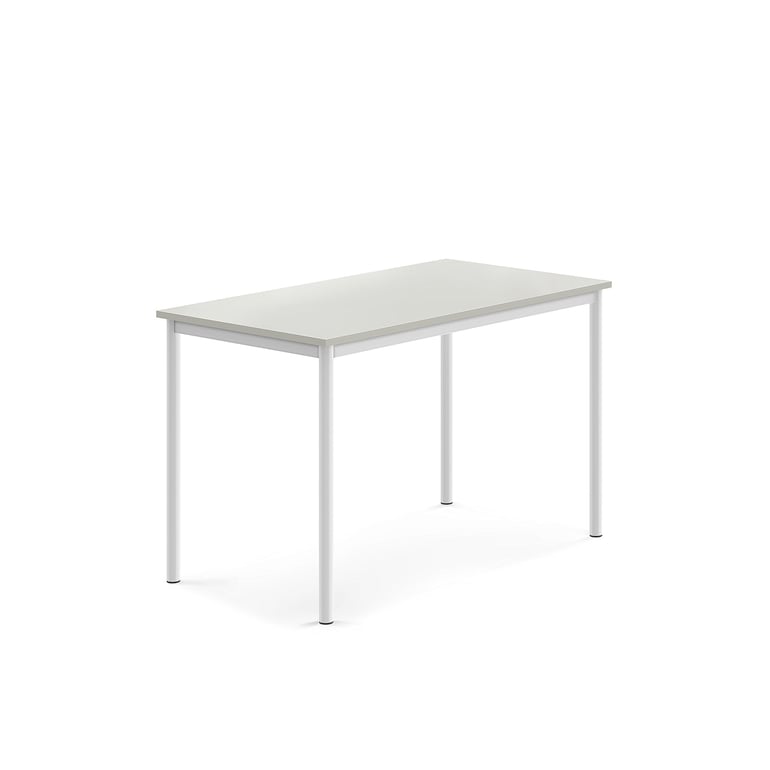 Levně Stůl SONITUS, 1200x700x760 mm, bílé nohy, HPL deska tlumící hluk, šedá