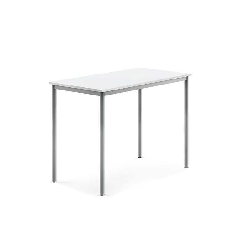 Levně Stůl SONITUS, 1200x700x900 mm, stříbrné nohy, HPL deska tlumící hluk, bílá