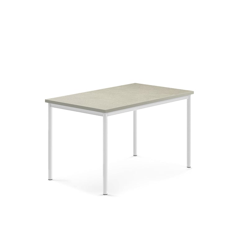 Levně Stůl SONITUS, 1200x800x720 mm, bílé nohy, deska s linoleem, šedá