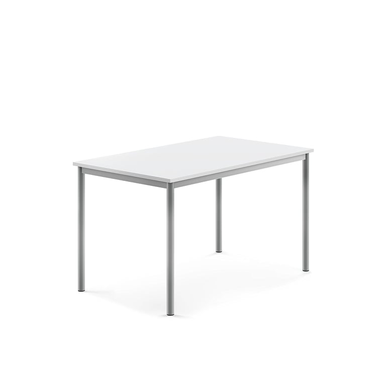 Levně Stůl SONITUS, 1200x800x720 mm, stříbrné nohy, HPL deska tlumící hluk, bílá