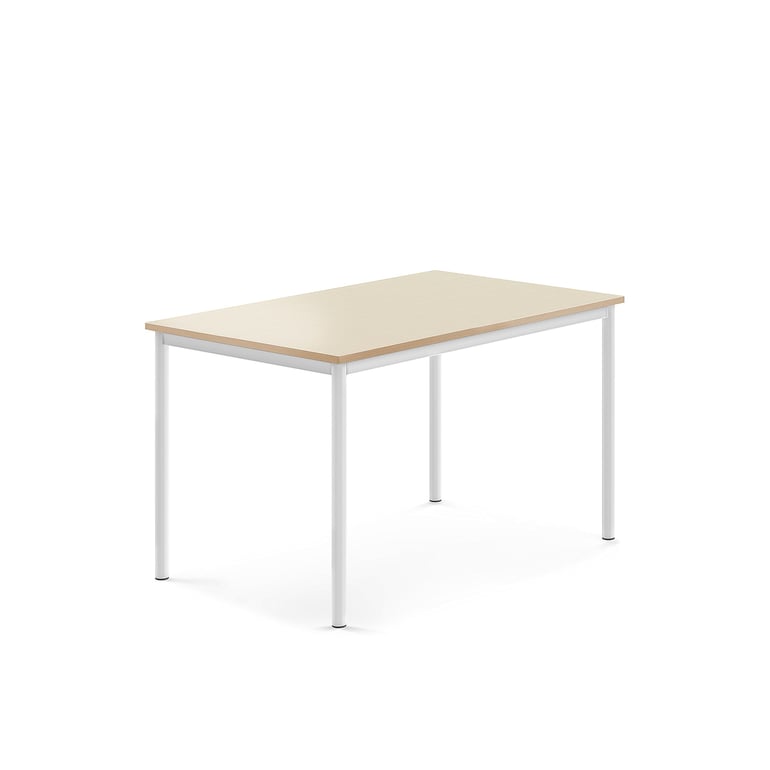 Levně Stůl SONITUS, 1200x800x720 mm, bílé nohy, HPL deska tlumící hluk, bříza