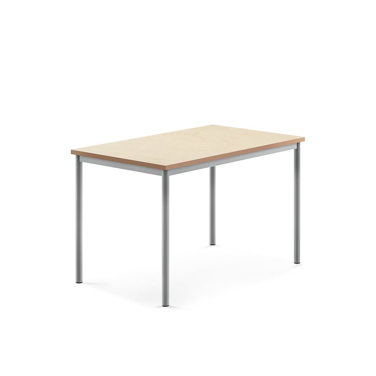 Levně Stůl SONITUS, 1200x800x760 mm, stříbrné nohy, deska s linoleem, béžová