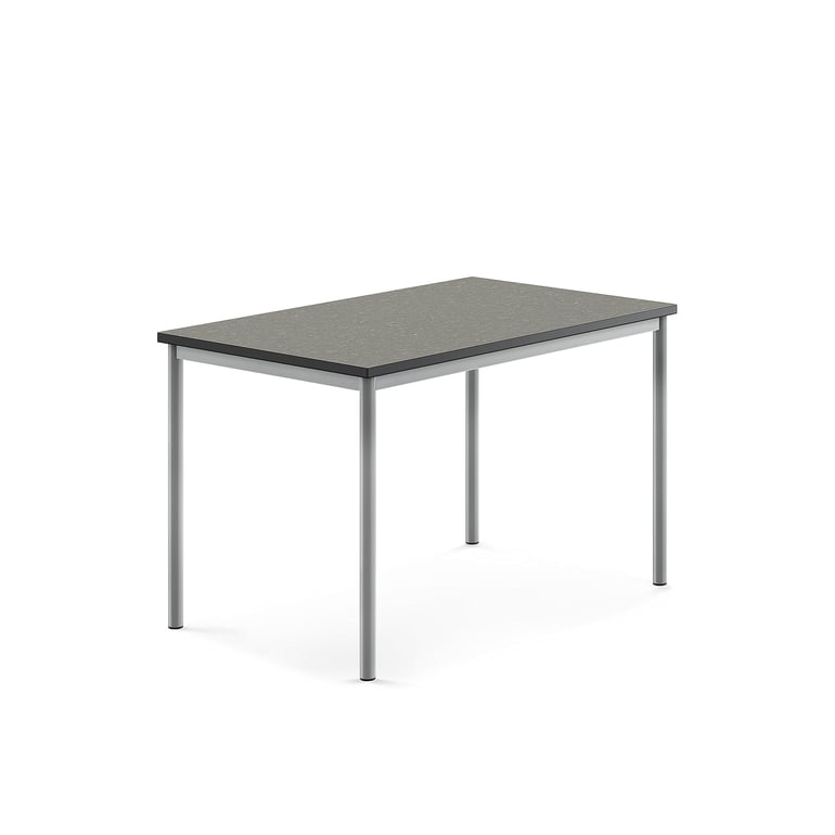 Levně Stůl SONITUS, 1200x800x760 mm, stříbrné nohy, deska s linoleem, tmavě šedá