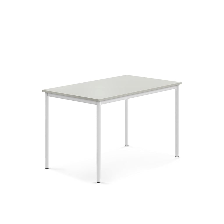 Levně Stůl SONITUS, 1200x800x760 mm, bílé nohy, HPL deska tlumící hluk, šedá