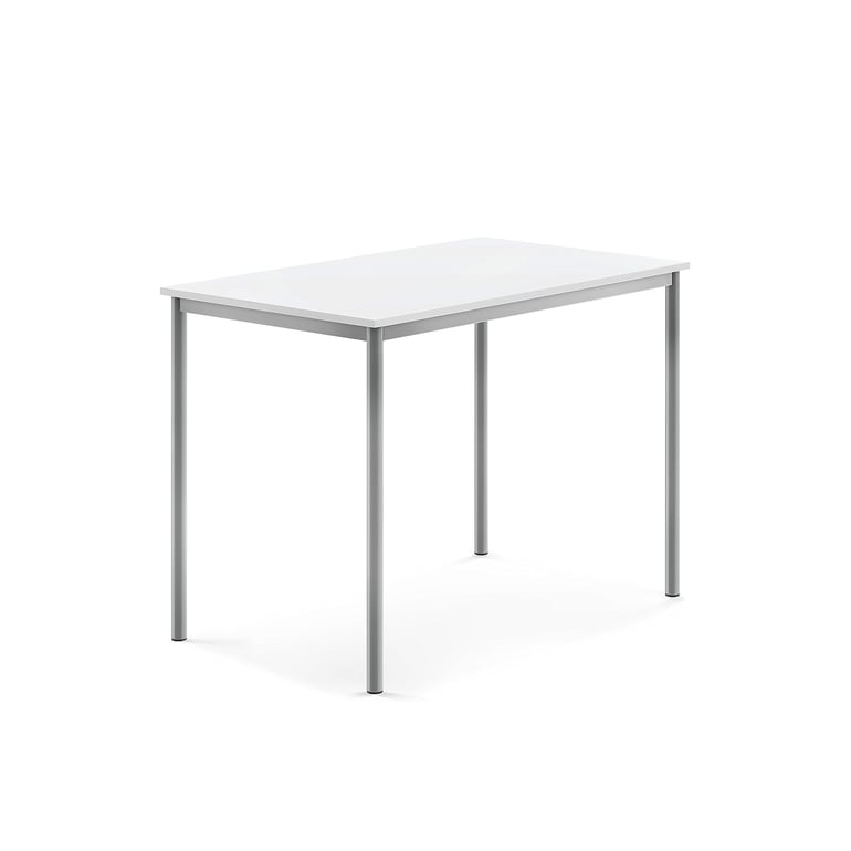 Levně Stůl SONITUS, 1200x800x900 mm, stříbrné nohy, HPL deska tlumící hluk, bílá