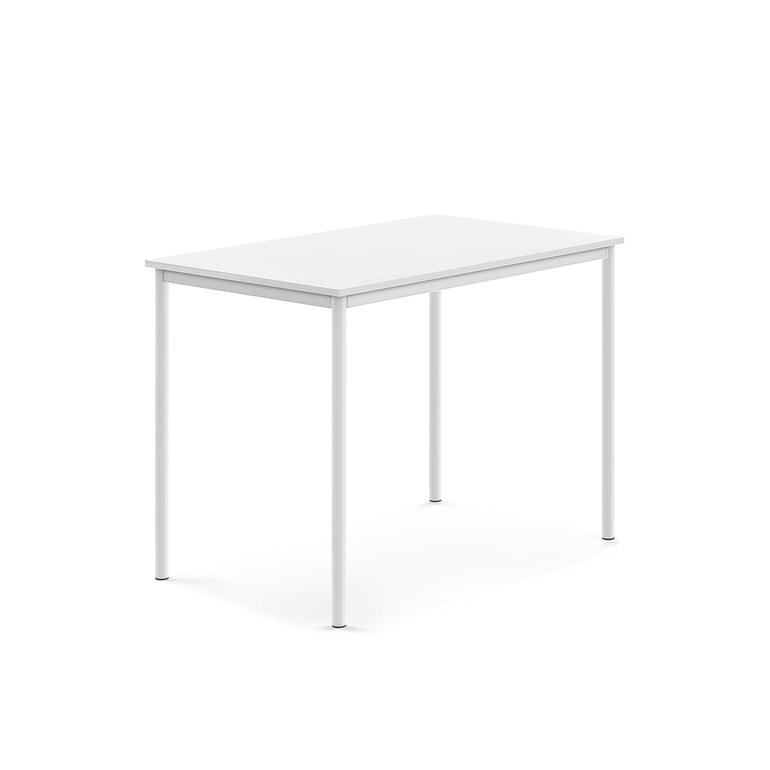 Levně Stůl SONITUS, 1200x800x900 mm, bílé nohy, HPL deska tlumící hluk, bílá
