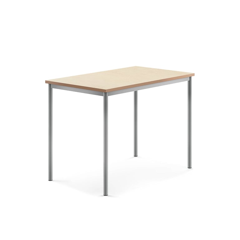 Levně Stůl SONITUS, 1200x800x900 mm, stříbrné nohy, deska s linoleem, béžová
