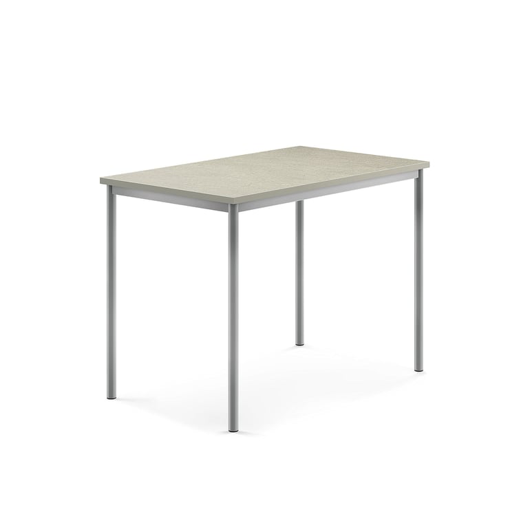 Levně Stůl SONITUS, 1200x800x900 mm, stříbrné nohy, deska s linoleem, šedá