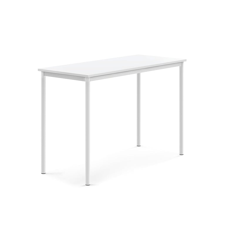 Levně Stůl SONITUS, 1400x600x900 mm, bílé nohy, HPL deska tlumící hluk, bílá