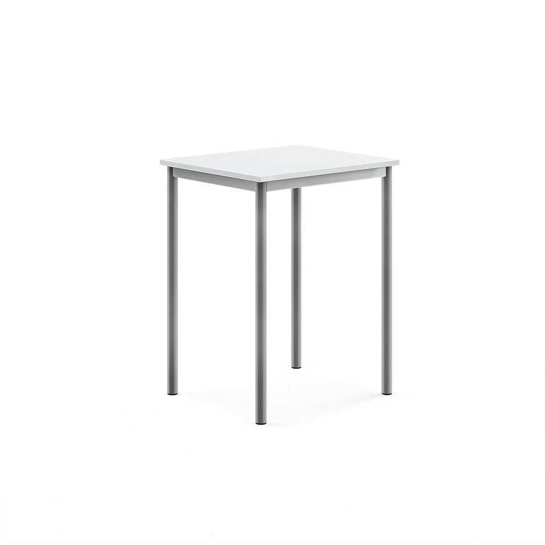 Levně Stůl BORÅS, 700x600x900 mm, stříbrné nohy, HPL deska, bílá