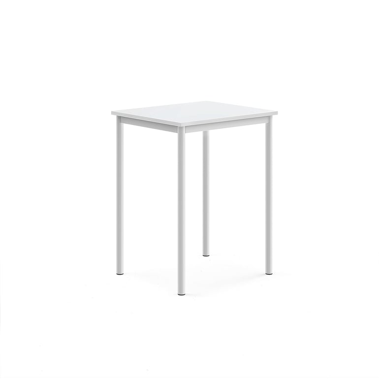Levně Stůl BORÅS, 700x600x900 mm, bílé nohy, HPL deska, bílá