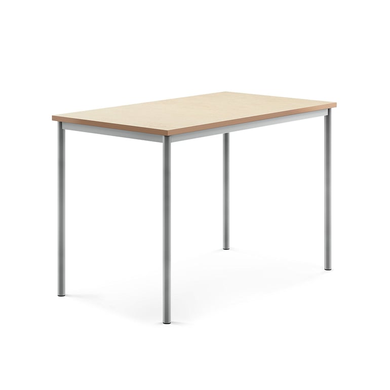Levně Stůl SONITUS, 1400x800x900 mm, stříbrné nohy, deska s linoleem, béžová