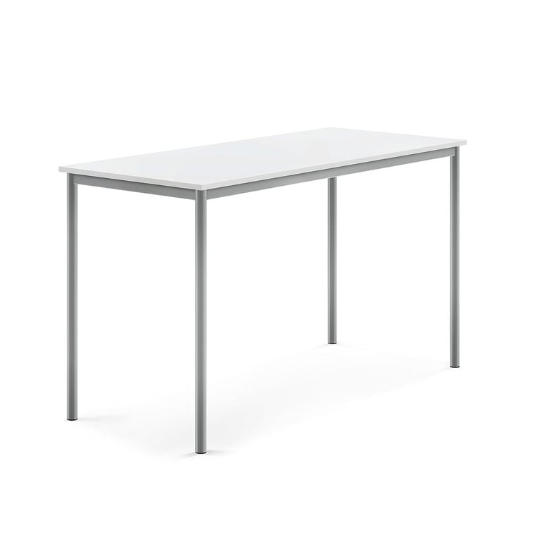 Levně Stůl SONITUS, 1600x700x900 mm, stříbrné nohy, HPL deska tlumící hluk, bílá