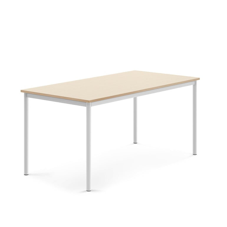 Levně Stůl SONITUS, 1600x800x720 mm, bílé nohy, HPL deska tlumící hluk, bříza