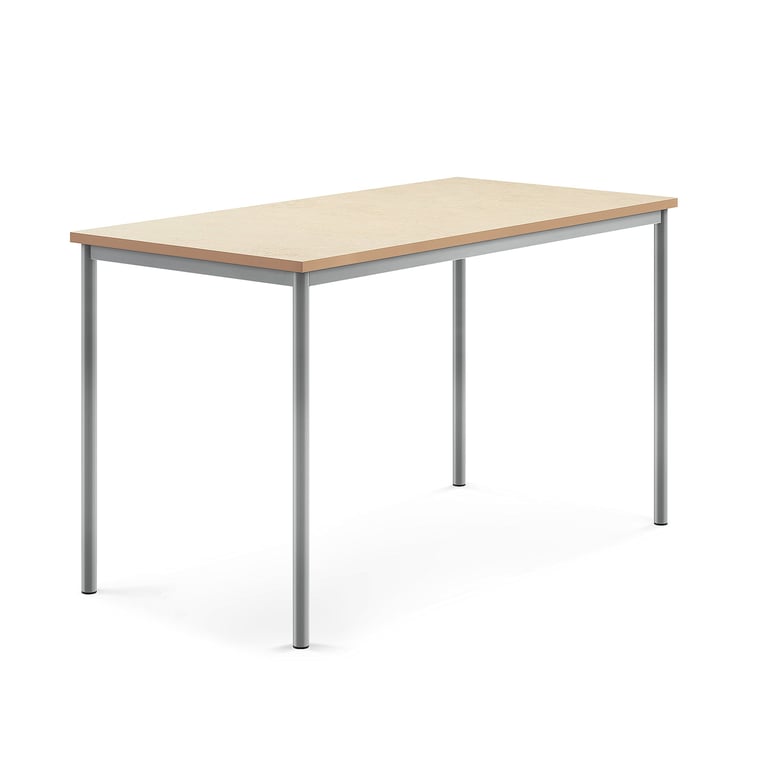 Levně Stůl SONITUS, 1600x800x900 mm, stříbrné nohy, deska s linoleem, béžová