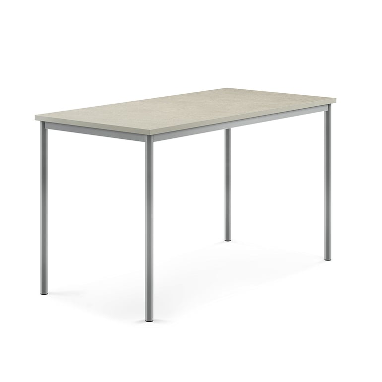 Levně Stůl SONITUS, 1600x800x900 mm, stříbrné nohy, deska s linoleem, šedá