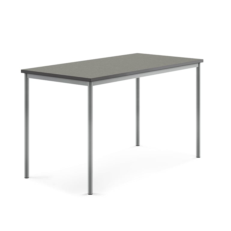Levně Stůl SONITUS, 1600x800x900 mm, stříbrné nohy, deska s linoleem, tmavě šedá