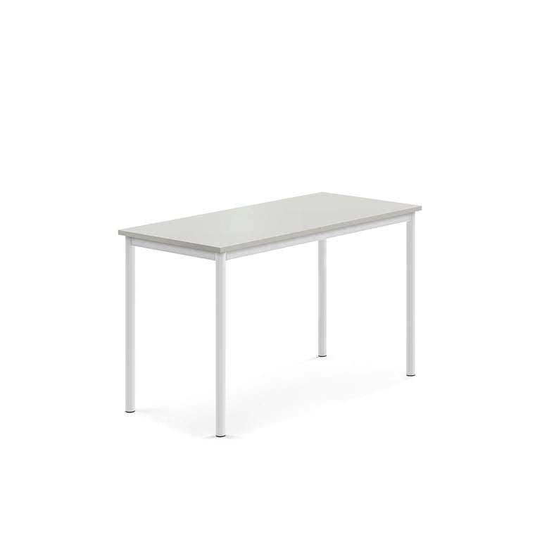 Levně Stůl BORÅS, 1200x600x720 mm, bílé nohy, HPL deska, šedá