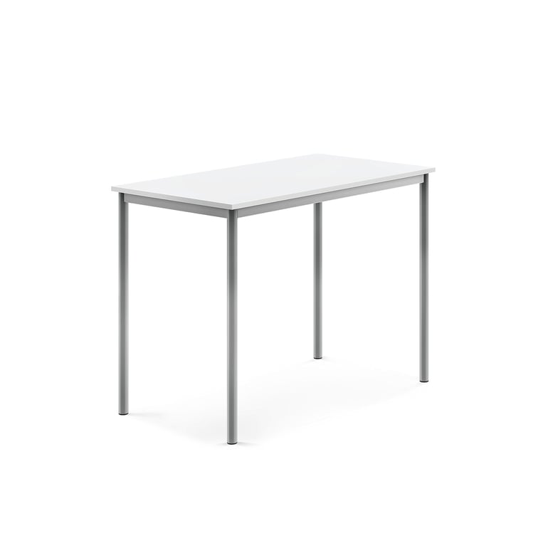 Levně Stůl BORÅS, 1200x700x900 mm, stříbrné nohy, HPL deska, bílá