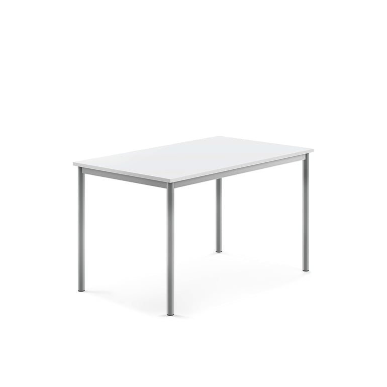 Levně Stůl BORÅS, 1200x800x720 mm, stříbrné nohy, HPL deska, bílá