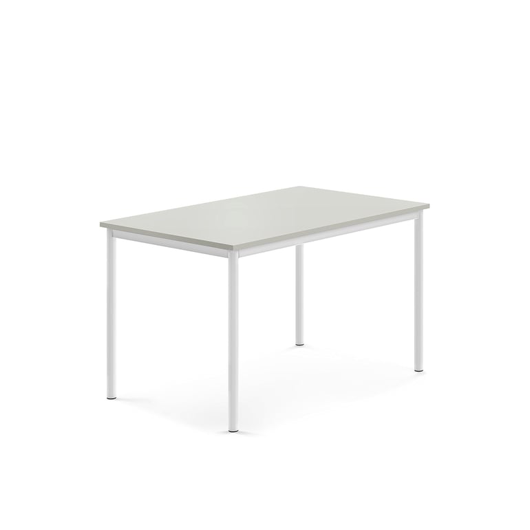 Levně Stůl BORÅS, 1200x800x720 mm, bílé nohy, HPL deska, šedá