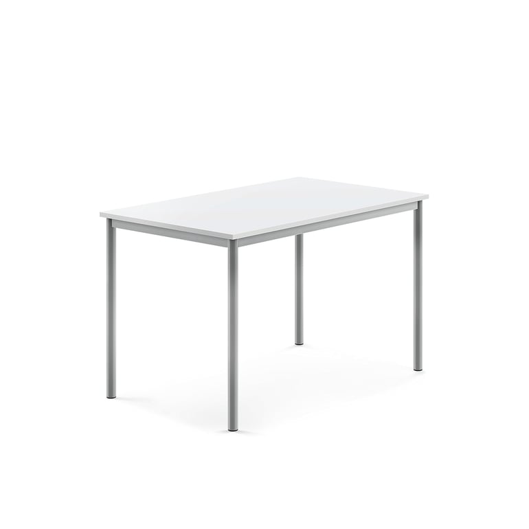 Levně Stůl BORÅS, 1200x800x760 mm, stříbrné nohy, HPL deska, bílá