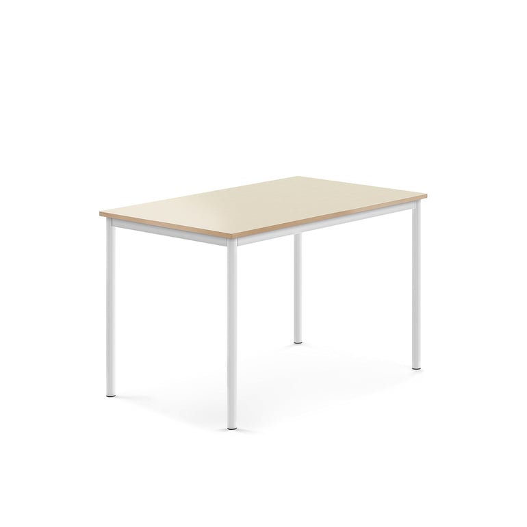 Levně Stůl BORÅS, 1200x800x760 mm, bílé nohy, HPL deska, bříza