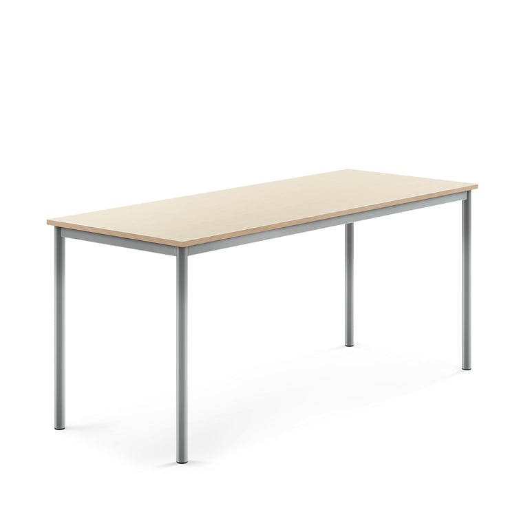 Levně Stůl SONITUS, 1800x700x760 mm, stříbrné nohy, HPL deska tlumící hluk, bříza