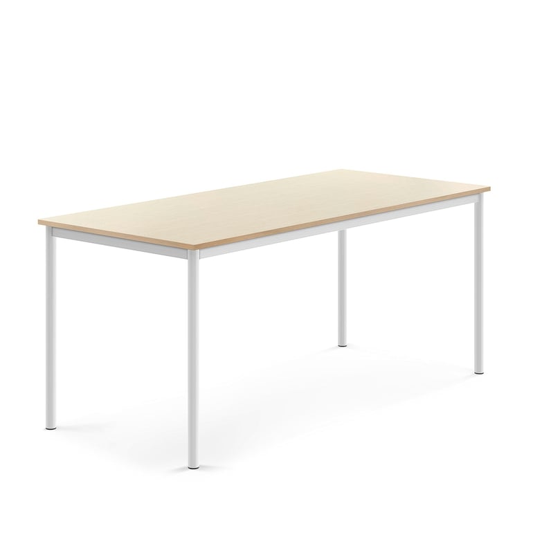 Levně Stůl SONITUS, 1800x800x760 mm, bílé nohy, HPL deska tlumící hluk, bříza