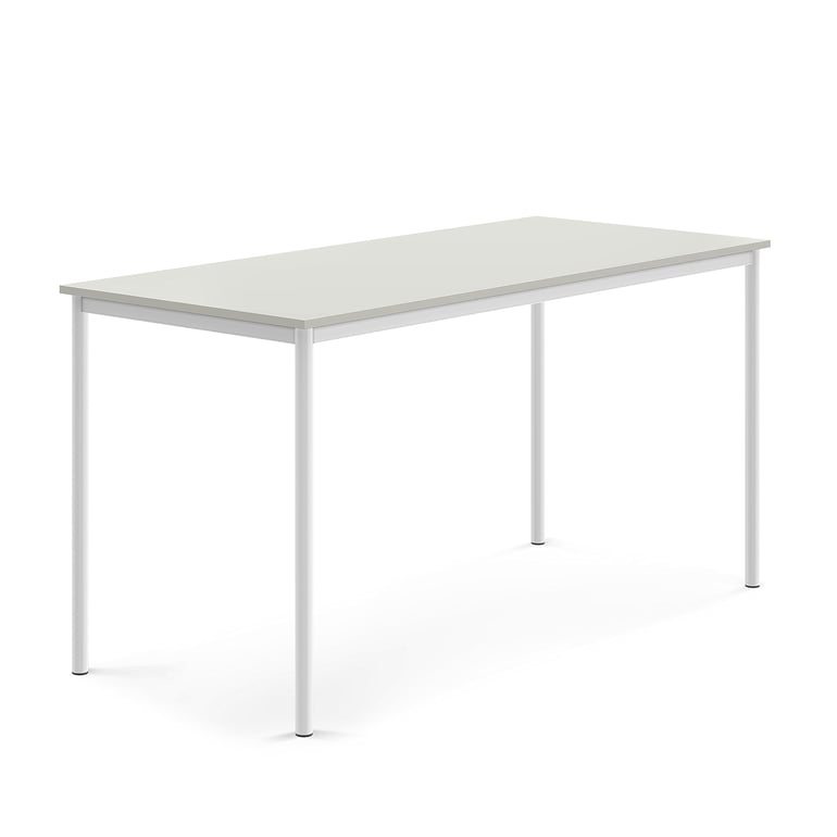 Levně Stůl SONITUS, 1800x800x900 mm, bílé nohy, HPL deska tlumící hluk, šedá