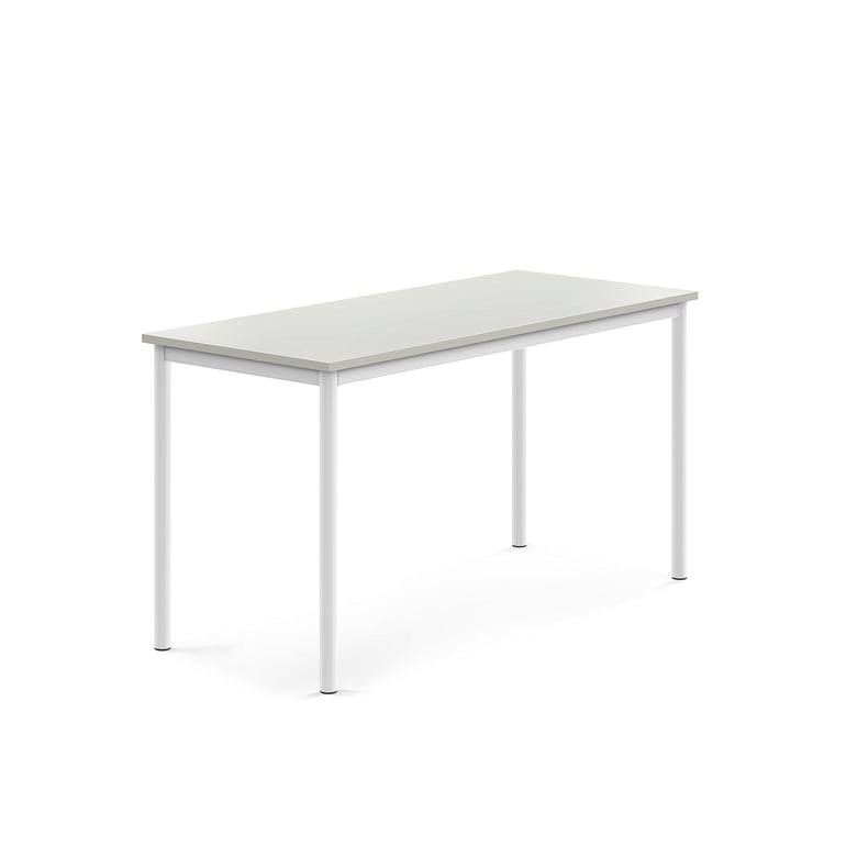 Levně Stůl BORÅS, 1400x600x720 mm, bílé nohy, HPL deska, šedá