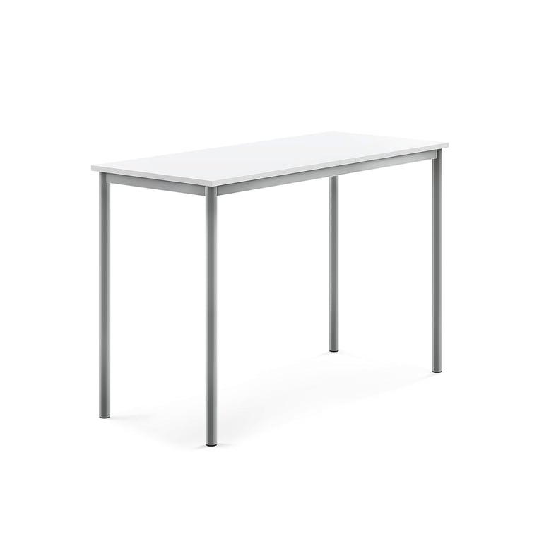 Levně Stůl BORÅS, 1400x600x900 mm, stříbrné nohy, HPL deska, bílá